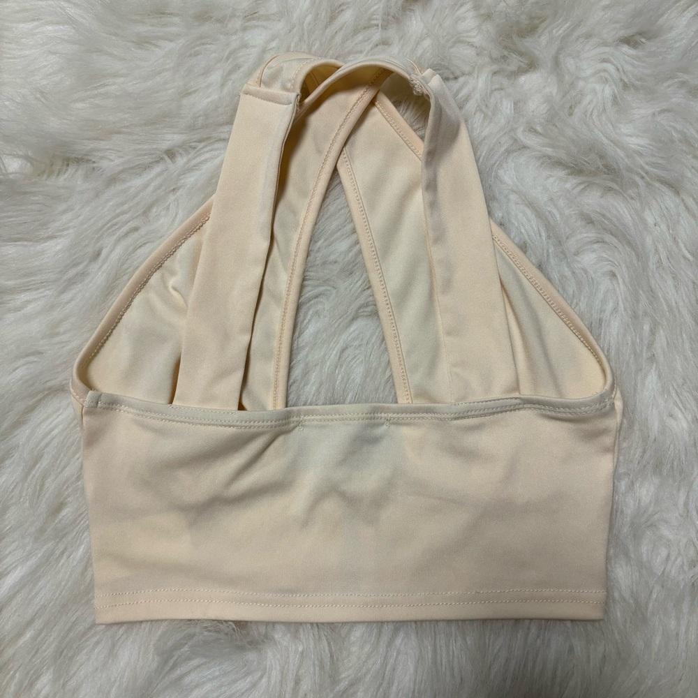 Cider Cream Colored Cross Front Keyhole Cropped Top size Small - Picture 3 of 6
